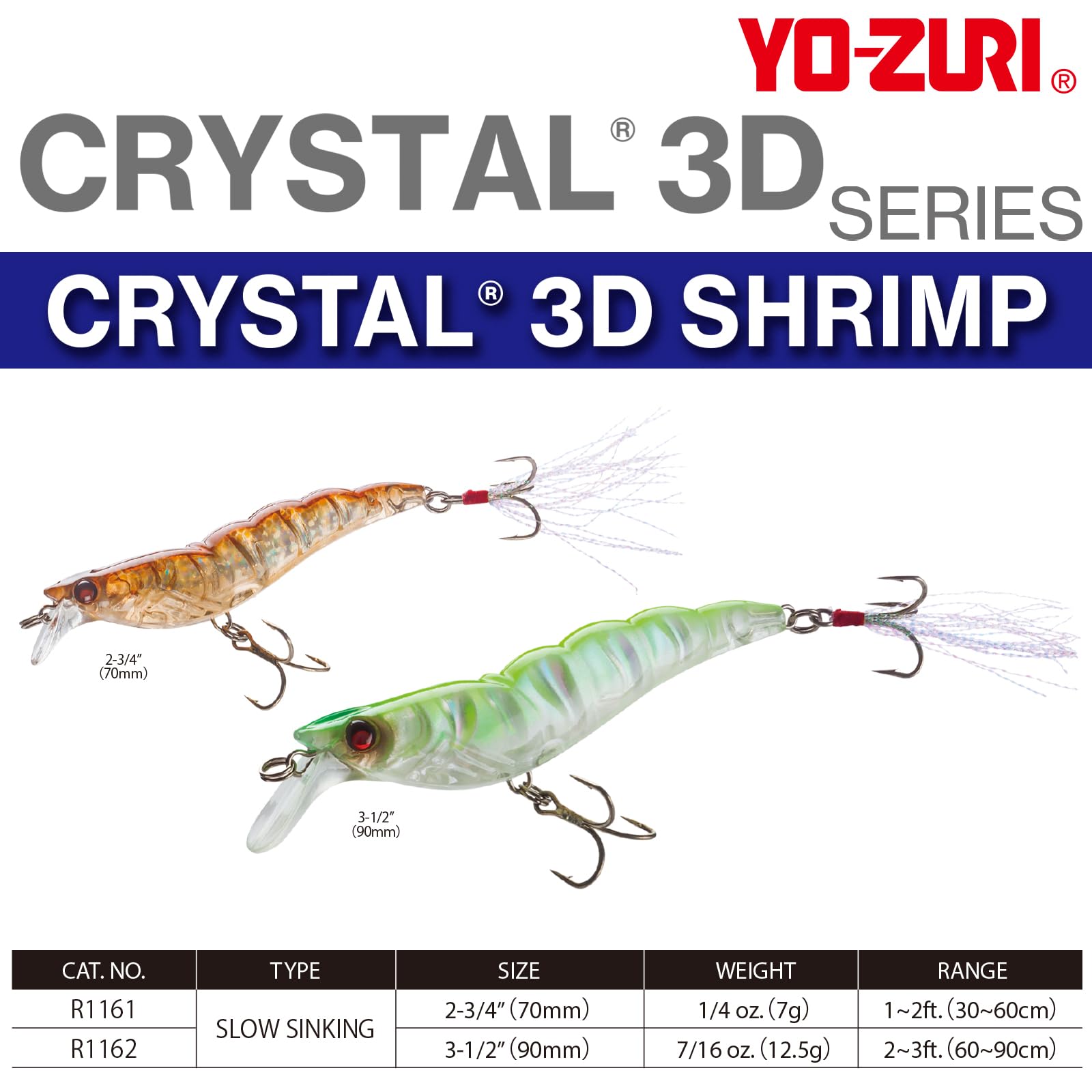 Amazon.com : Duel Yo-Zuri R1162-HP Crystal 3D Shrimp Slow Sinking